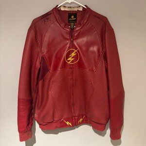 Vintage Y2K DC Comics The Flash TV leather Bomber Jacket Hot Topic (Medium)